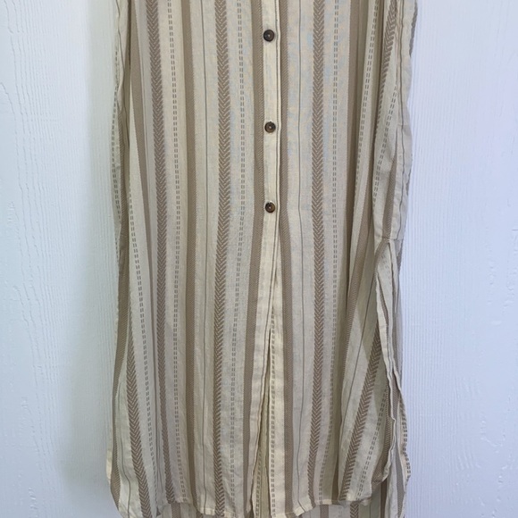 Anthropologie - Delphine Textured Light Beige Cream Tunic Dress Size Small - Picture 5 of 14